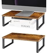 Monitor Stand Riser 2 Pack Laptop Stand Riser Holder Wood Computer Stands Vintage Tabletop Storag...