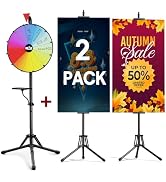 GSOW 2Pack Poster Stand + 16” Color Prize Wheel, 80'' Adjustable Sign Stand Tripod, Retractable P...