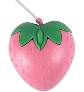 Wired Mouse Cute Pink Fruit Strawberry Shape Mice, Silent Portable Lightweight USB Girly Optical ...