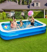 CHICLIST Inflatable Swimming Pool 120" X72" X20" Family Swim Center for Kids Full-Sized Lounge Po...