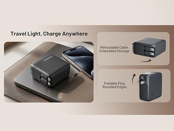 67W Retractable Wall Charger