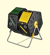 Miracle-Gro Dual Chamber Compost Tumbler – Easy-Turn, Heavy-Duty Outdoor Bin Composter with 2 Sli...