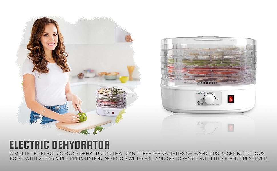 NutriChef Food Dehydrator Machine - Professional Electric Multi-Tier Food Preserver