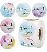 joycraft 500Pcs Thank You Stickers, 5 Colors Watercolor Thank You Gift Stickers Rolls, 1.5" Round...