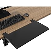 BONTEC Small Ergonomics Desk Extender Tray, 20x9.5 Inch Table Mount Arm Rest Shelf, 90° Foldable ...