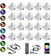 LED Recessed Deck Light Kits-20 Pack f31mm WiFi Bluetooth Smart Control Low Voltage RGB Deck Ligh...