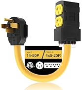 [240V to 120V] 50 Amp to 20 Amp 110 Adapter with Circuit Breaker RV Generator Adapter Cord Distri...