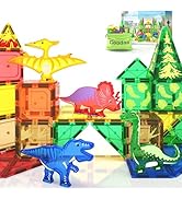 Coodoo Dinosaur Toys Magnetic Tiles - Magnet Building Blocks for Toddler Kids Toys STEM Sensory O...