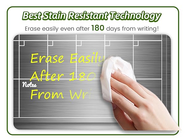 Clear calendar set works well with either dry erase or wet erase markers, no stains or ghosts at all