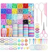 auroray Hair Accessories for Girl, 1543 Pcs Elastic Hair Rubber Bands Set 20 Colors Elastic Hair ...