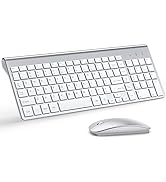 Wireless Keyboard and Mouse Ultra Slim Combo, TopMate 2.4G Silent Compact USB Mouse and Scissor S...