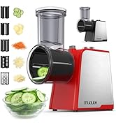 VVAKAM Electric Cheese Grater, 300W DC Motor Rotary Cheese Grater with 5 Different Shapes of Blad...