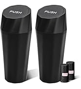 Car Trash Can Bin with Lid - 2 Packs Small Car Garbage Can with 40pcs Trash Bags for Cup Holder -...