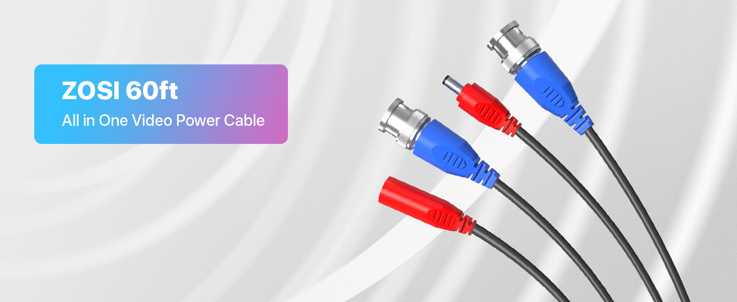 ZOSI 60ft All in One Video Power Cable