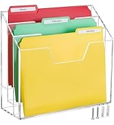 BEYGORM Acrylic File Folder Holder Organizer, 3 Tiers Clear Wall Hanging Magazine Organizer, Desk...