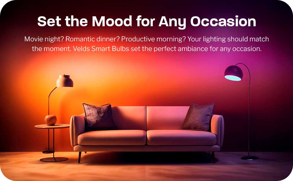 a sofa with dynamic lighting made by velds lamps