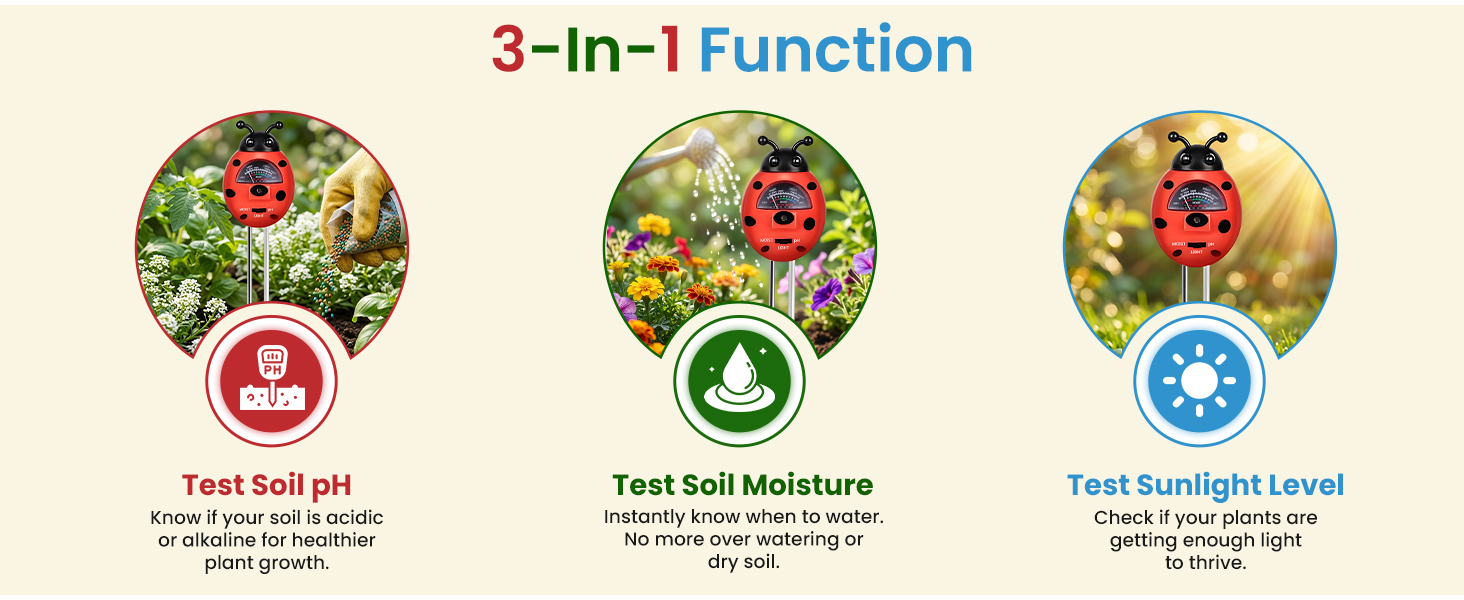 ladybug red soil meter 3 in 1 function