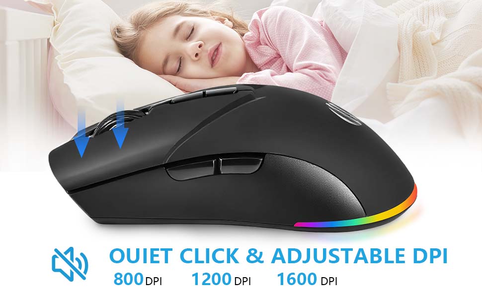Ultra-quiet designed black wireless Bluetooth mouse