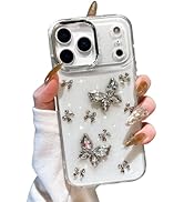 EYZUTAK Case for iPhone 17 Pro Max, Bling Glitter 3D Butterflies Bowknot Phone Case Cute Crystal ...