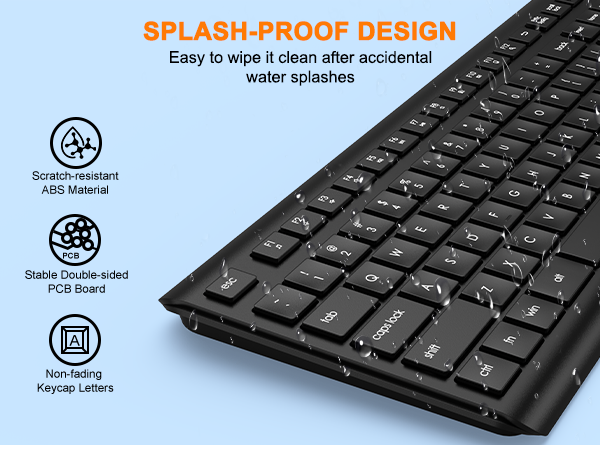 Wireless Keyboard and Mouse Combo, Full Size Silent Ergonomic Keyboard Mouse