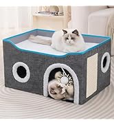 Loyareal Cat Houses for Indoor Cats - Large Cat Bed Cave for Cat House with Scratch Pad and Fluff...