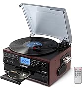 LoopTone 10 in 1 Bluetooth in/Out Record Player 3 Speed Vinyl Vintage Turntable CD Player Cassett...