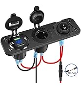 Nilight 4 in 1 Charger Socket Panel Dual QC3.0 USB Charger with LED Voltmeter Display and Cigaret...