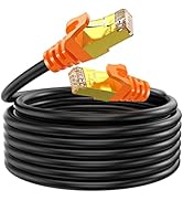 NC XQIN 100 ft Cat 7 Ethernet Cable, Outdoor and Indoor LAN Cord for Direct Burial, 10Gbps High S...
