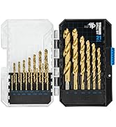 CRALY 21-Piece Cobalt Drill Bit Set, M35 HSS Titanium Coated Jobber Length Twist Drill Bits, Dash...
