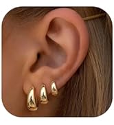 BESTEEL 3Pairs Gold Hoop Earrings Set for Women Chunky Gold Silver Hoop Earrings 14K Gold Filled ...