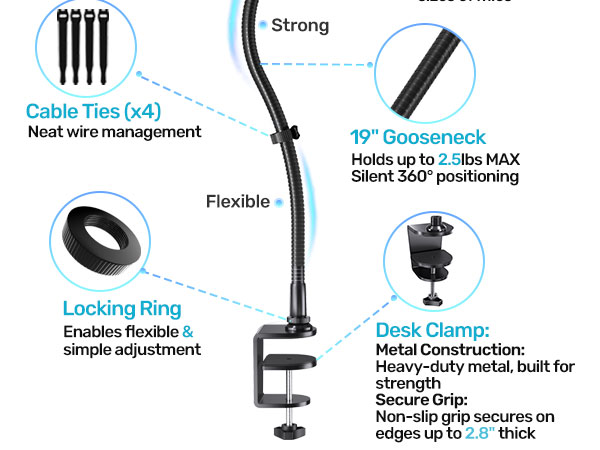 gooseneck microphone stand with desk clamp