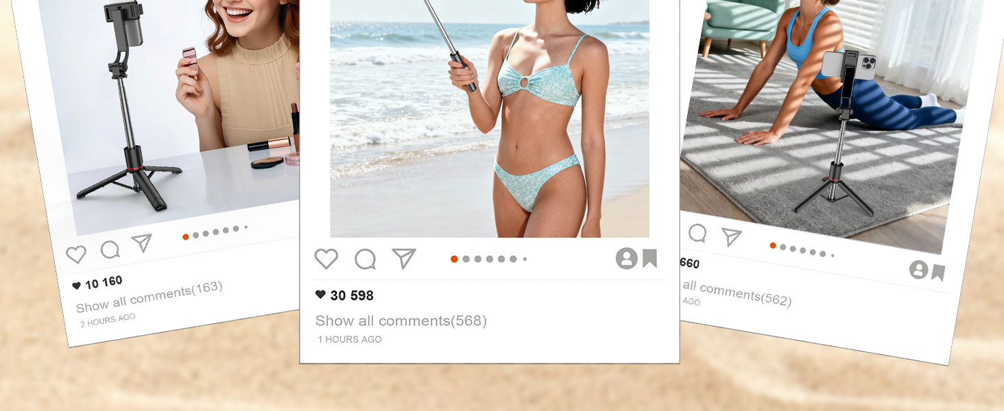 selfie stick, tripod, light