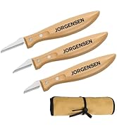 Jorgensen 3-Piece Wood Carving Tools, Stainless Steel Whittling Knife Set with Canvas Pouch, Prot...