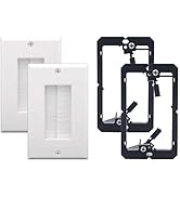 VCE Single Brush Wall Plate with Single Gang Low Voltage Mounting Bracket Cord Pass Through Inser...