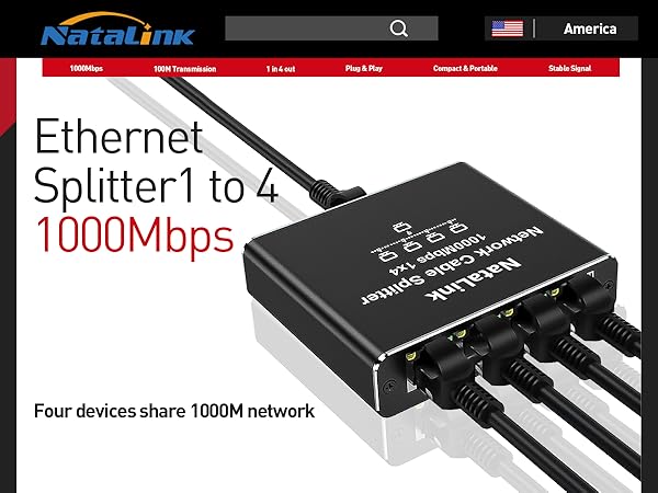 ethernet splitter 1 to 4