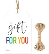 G2PLUS 50Pcs A Gift for You Tags - 3.3x2.2 in White Paper Name Tags with String, Gift Wrapping Ha...