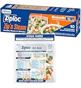 Ziploc Zip 'n Steam Food Storage Cartons for Meal Prep, Healthy Meals in Minutes, Microwave Safe,...