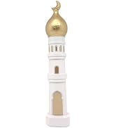 Mingzhang Ramadan Resin Statue Ornament, Islamic Architecture Moon &amp; Mosque Tower Eid Mubarak Dec...