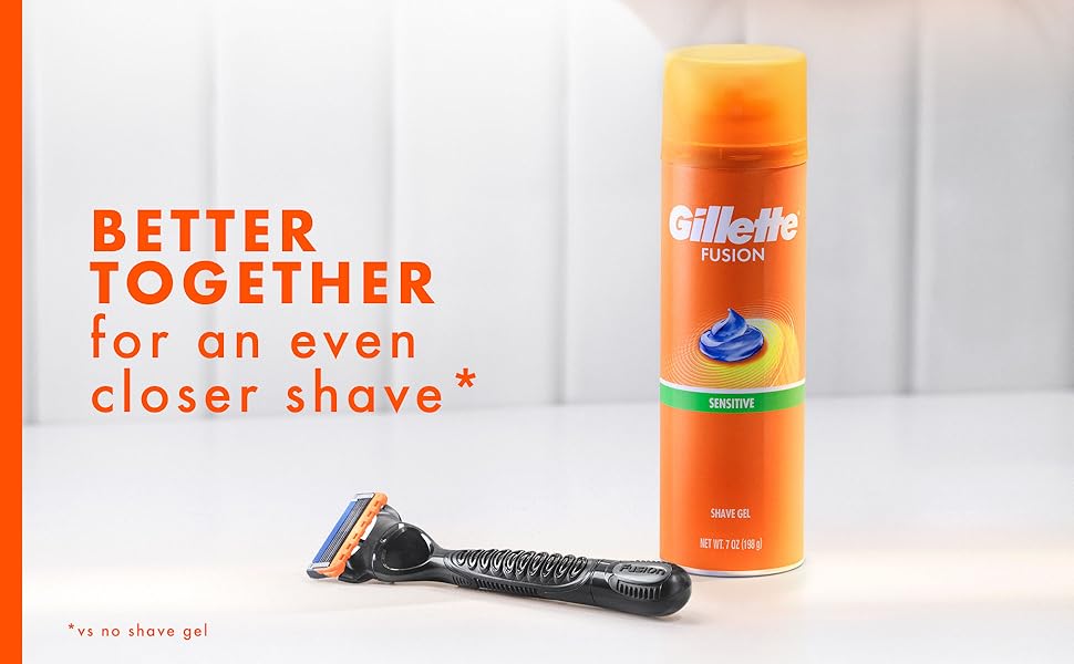 Gillette Fusion5 Power razor and Gillette Fusion sensitive shave gel are better together for shave.