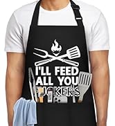 NLUS Funny Aprons for Men, Men’s Funny Chef Cooking Grilling BBQ Apron with 3 Pockets, Father's D...