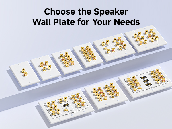 Speaker wire wall outlet for connecting stereo or surround sound speakers