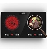 ANHANE 2400W Portable Electric Stove: 24 Inch 2-Burner Electric Burners for Cooking - 110V Plug-i...