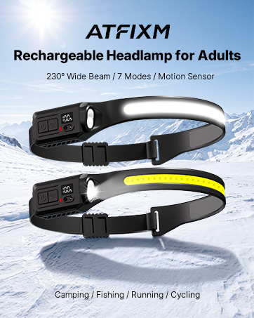 230° LED Head Lamp for Adults with Motion Sensor