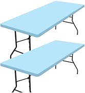 homing 2 Pack Rectangle Table Cloth, Elastic Fitted Fabric Tablecloth Fits for 6 Foot Folding Tab...