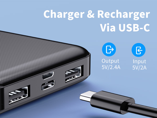 5V 2.4A/2A C port output&amp;amp;input small portable charger