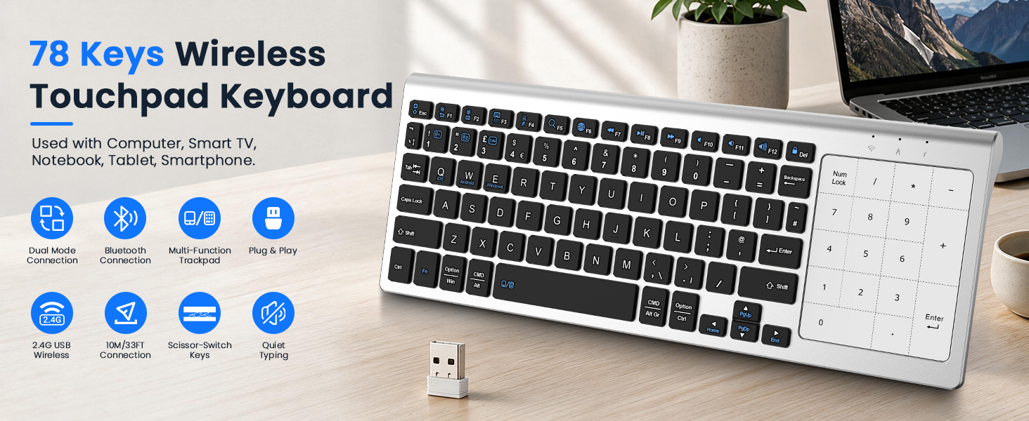 wireless bluetooth keyboard with trackpad keyboard with touchpad keyboard for tv