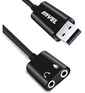 ENVEL USB to 3.5mm Audio Adapter,Aux to USB Stereo Sound Card with Dual TRS 3-Pole 3.5mm Headphon...