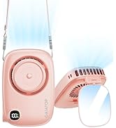 Gaiatop Mini Neck Fan, Rechargeable LED Power Display 3 Speed 360°Rotate Lash Makeup Mirror Cute ...