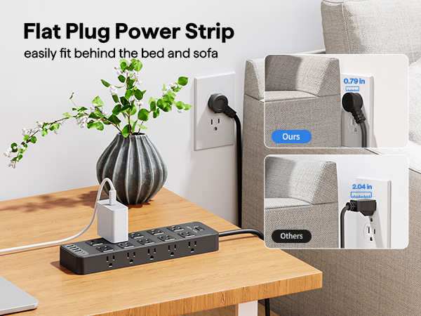 Flat Plug Power Strip