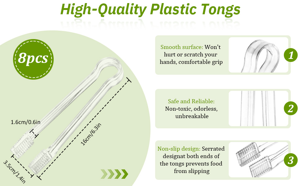 8 PCS Plastic Serving Tongs